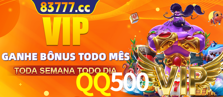 Banner promocional do QQ500 oferecendo 100% de recompensas adicionais contínuas para quem fizer o login diário (Daily sign-in), com um mascote de coelho.