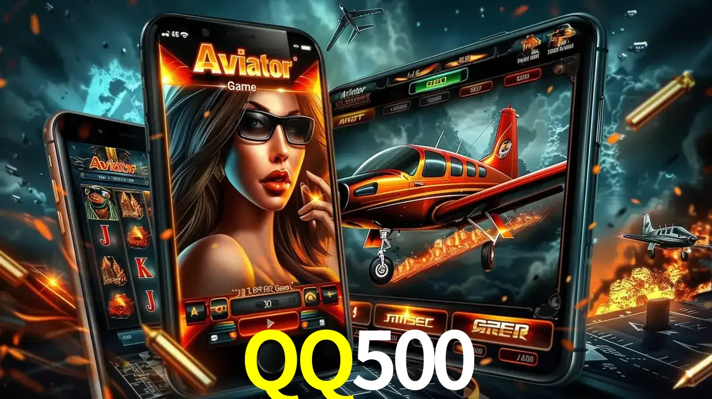 O popular jogo de apostas Aviator exibido em vários celulares e tablets, mostrando a interface emocionante e a ação de voo disponíveis para jogar agora no QQ500.