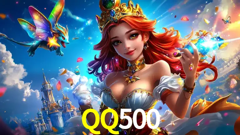 A princesa de um reino de fantasia mágico, com seu pequeno dragão, apresentando um mundo de prêmios encantados nos jogos de caça-níqueis do cassino QQ500.